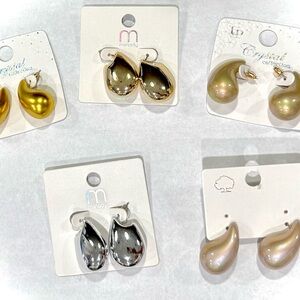 Assorted Metallic Teardrop Earrings Bundle Set of 5